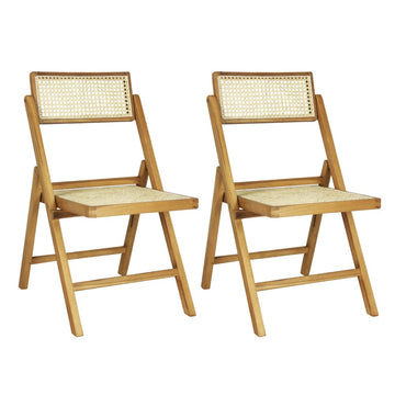 Theo Mid-Century Vintage Wood Rattan Folding Chair with Adjustable Back - JONATHAN Y